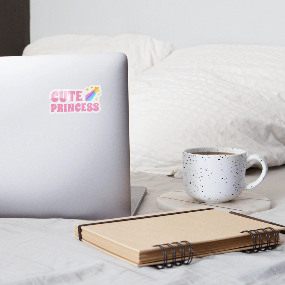 Cute Princess Rainbow Vinyl Sticker - white glossy
