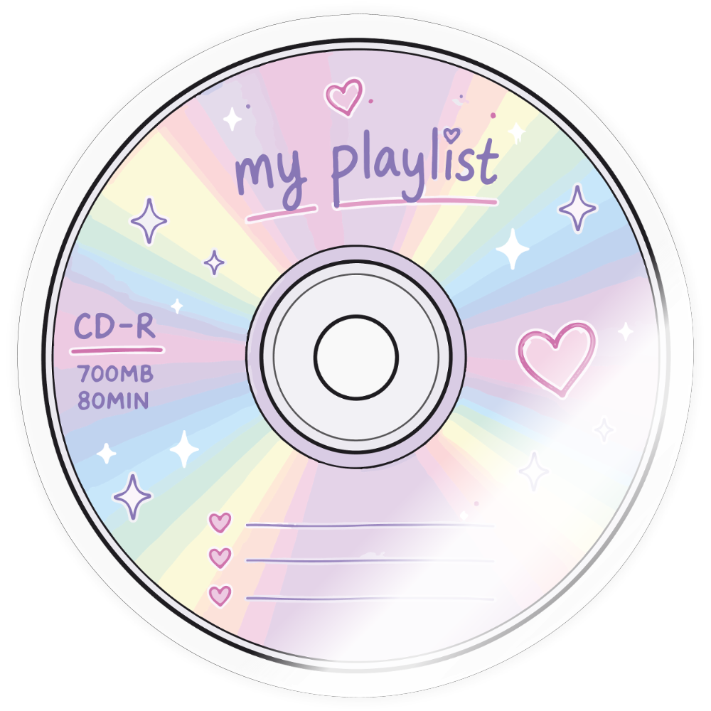 Y2K My Playlist CD Sticker - transparent glossy