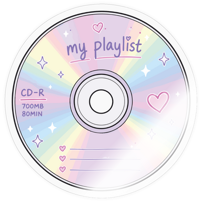 Y2K My Playlist CD Sticker - transparent glossy
