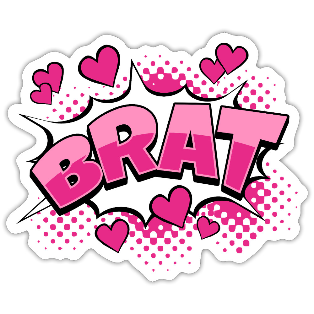 Cute Comic Style Brat Vinyl Sticker - white matte