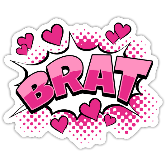 Cute Comic Style Brat Vinyl Sticker - white matte