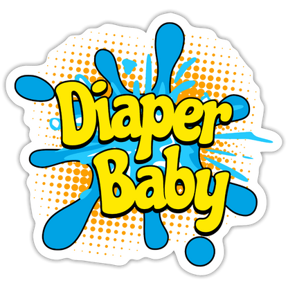 Diaper Baby Splash Vinyl Sticker - white matte