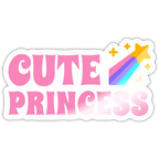 Cute Princess Rainbow Vinyl Sticker - white glossy