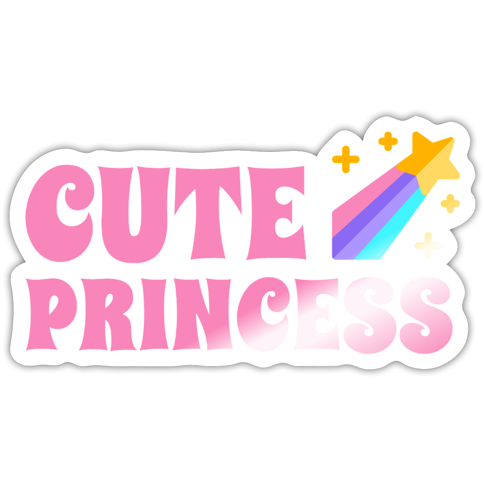 Cute Princess Rainbow Vinyl Sticker - white glossy