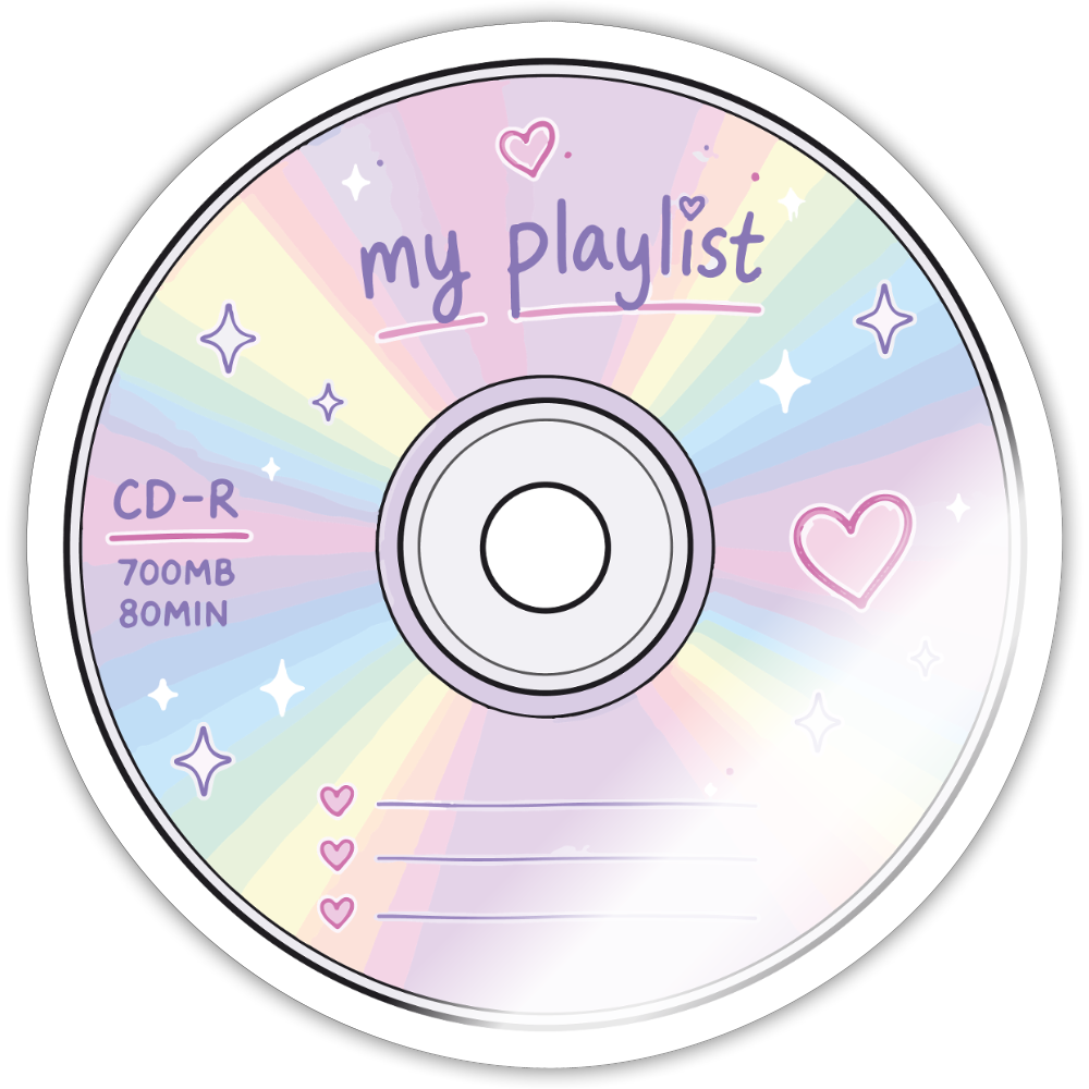 Y2K My Playlist CD Sticker - white glossy