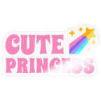 Cute Princess Rainbow Vinyl Sticker - transparent glossy