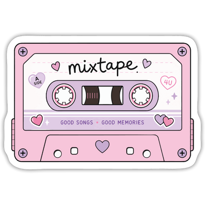Y2K Mixtape Tape Sticker - white matte