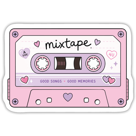 Y2K Mixtape Tape Sticker - white matte