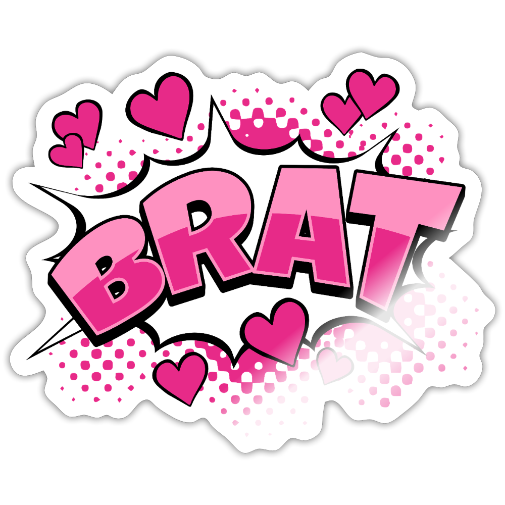 Cute Comic Style Brat Vinyl Sticker - white glossy