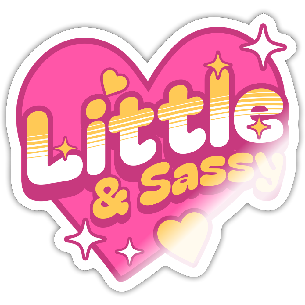 Little & Sassy Retro Vinyl Sticker - white glossy