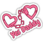 Yes Daddy Heart Cuffs Vinyl Sticker - white matte