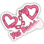 Yes Daddy Heart Cuffs Vinyl Sticker - white glossy