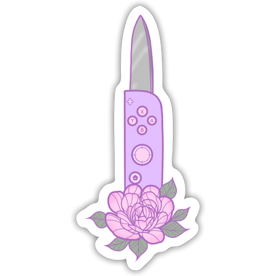 Rose Gamer Knife Sticker - white matte
