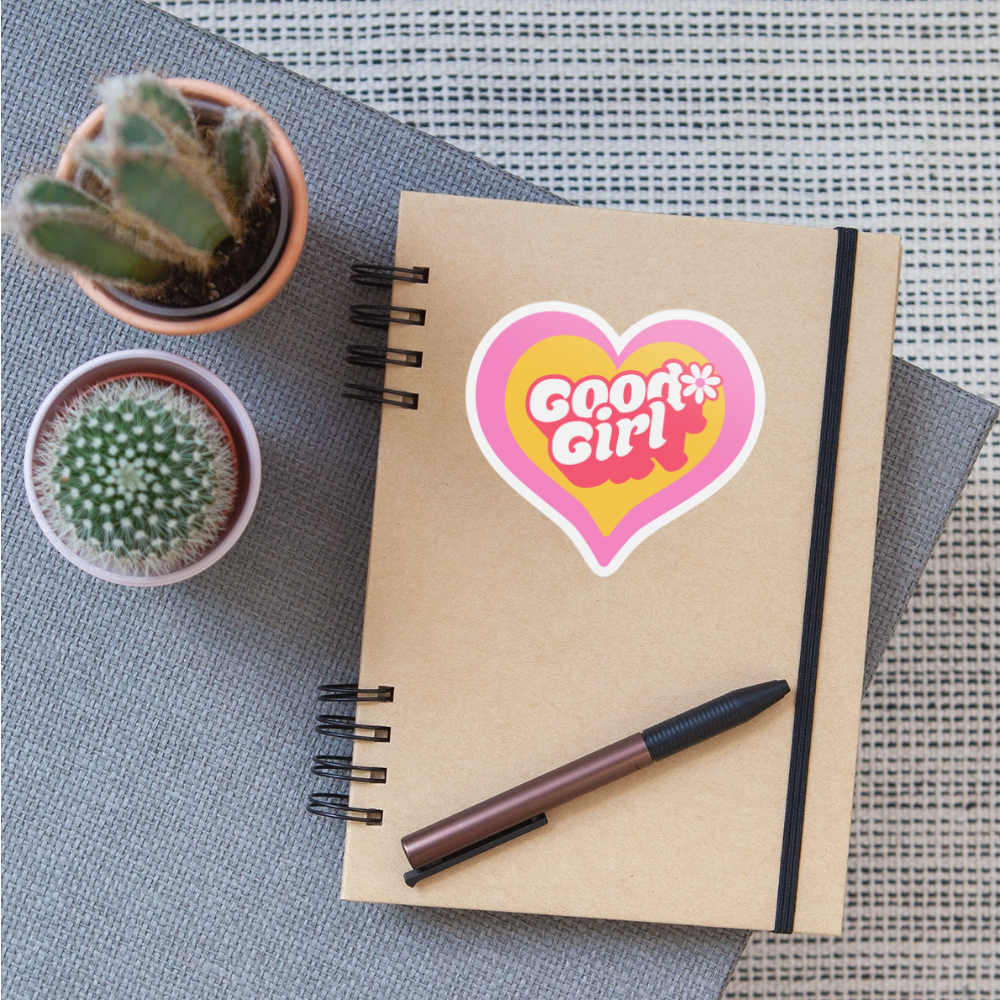 Retro Good Girl Heart Vinyl Sticker - white matte