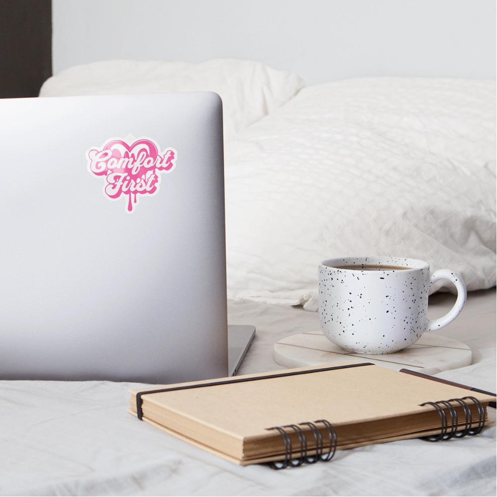 Pink Comfort First Vinyl Sticker - white glossy