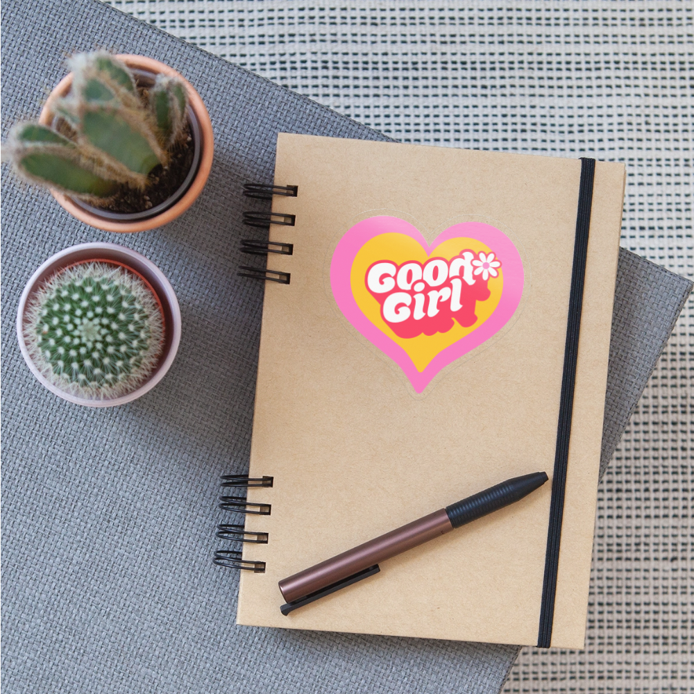 Retro Good Girl Heart Vinyl Sticker - transparent glossy
