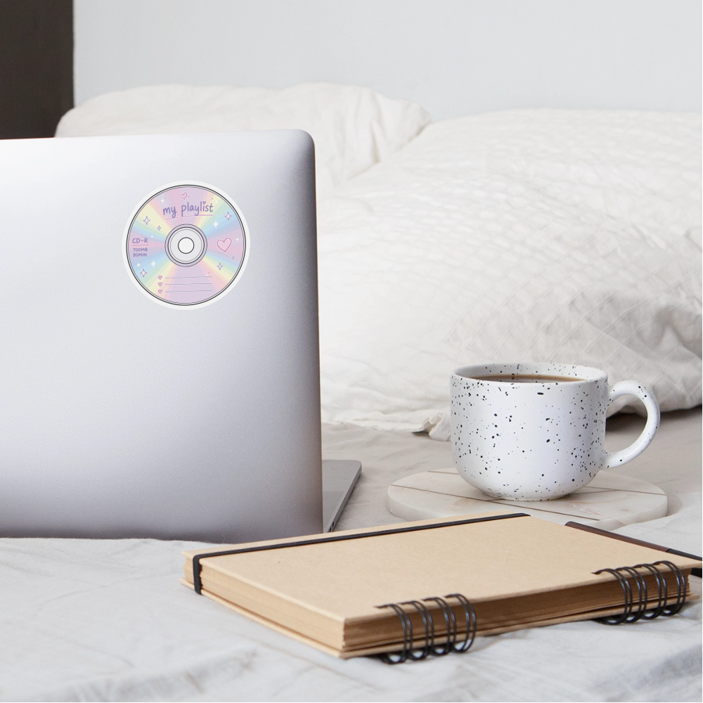 Y2K My Playlist CD Sticker - white matte