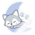 Sleepy Lil Wolf Moon Vinyl Sticker - transparent glossy