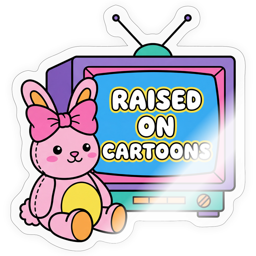 Raised On Cartoons Sticker - transparent glossy