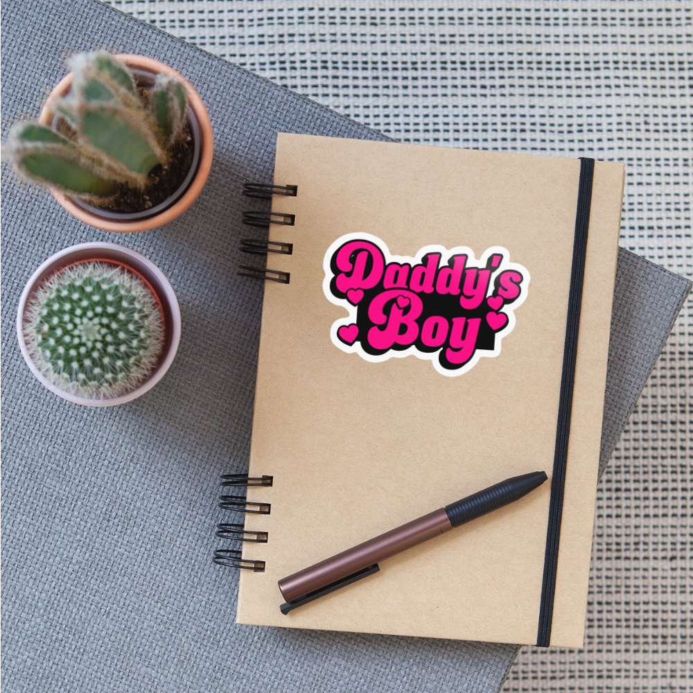 Pink Daddy's Boy Vinyl Sticker - white glossy