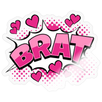 Cute Comic Style Brat Vinyl Sticker - transparent glossy