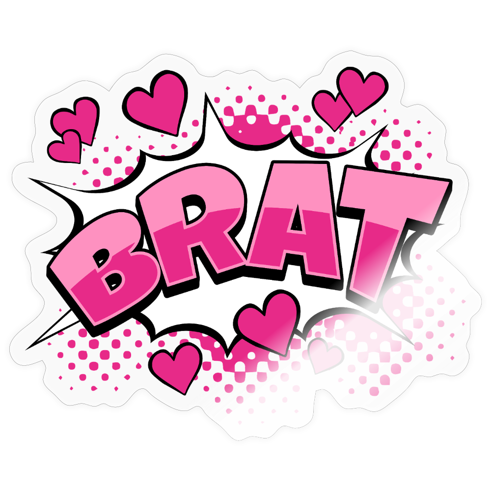 Cute Comic Style Brat Vinyl Sticker - transparent glossy