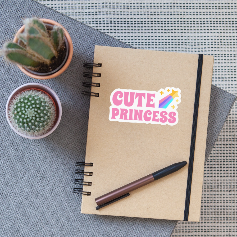 Cute Princess Rainbow Vinyl Sticker - white glossy