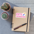 Cute Princess Rainbow Vinyl Sticker - white glossy