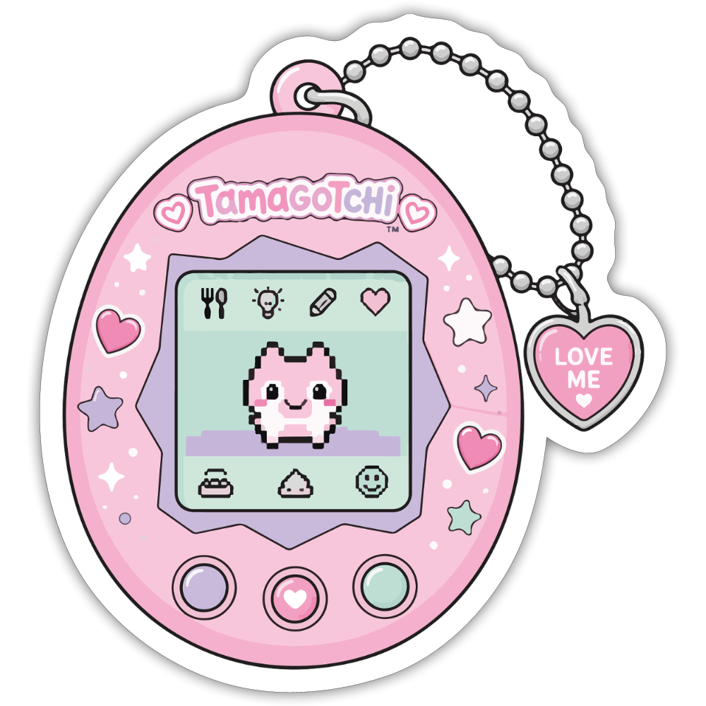 Y2K Kawaii Digital Pet Sticker - white matte
