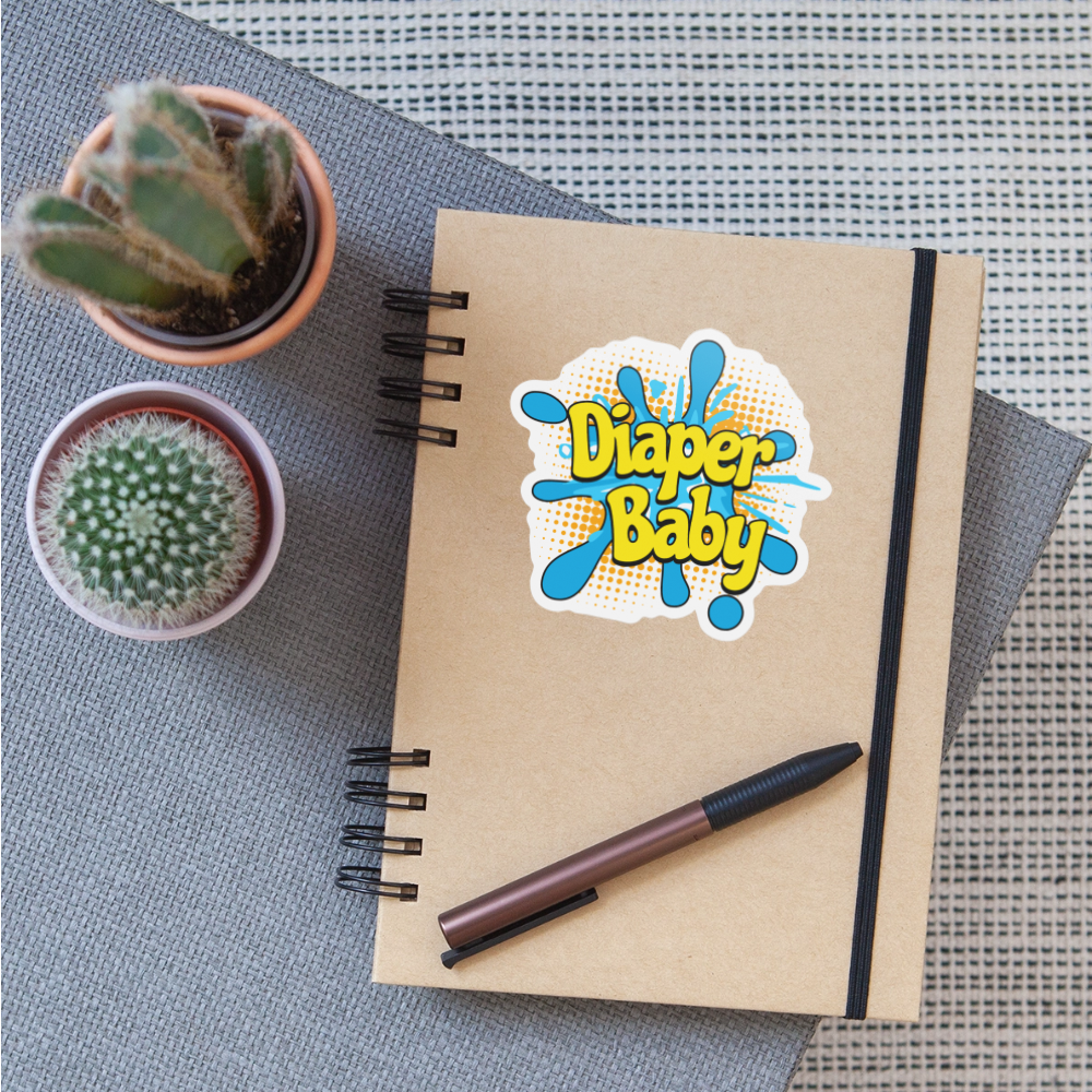 Diaper Baby Splash Vinyl Sticker - white matte