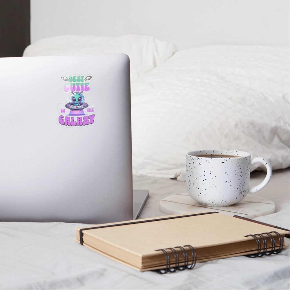 Best Cutie Galaxy Alien Vinyl Sticker - transparent glossy