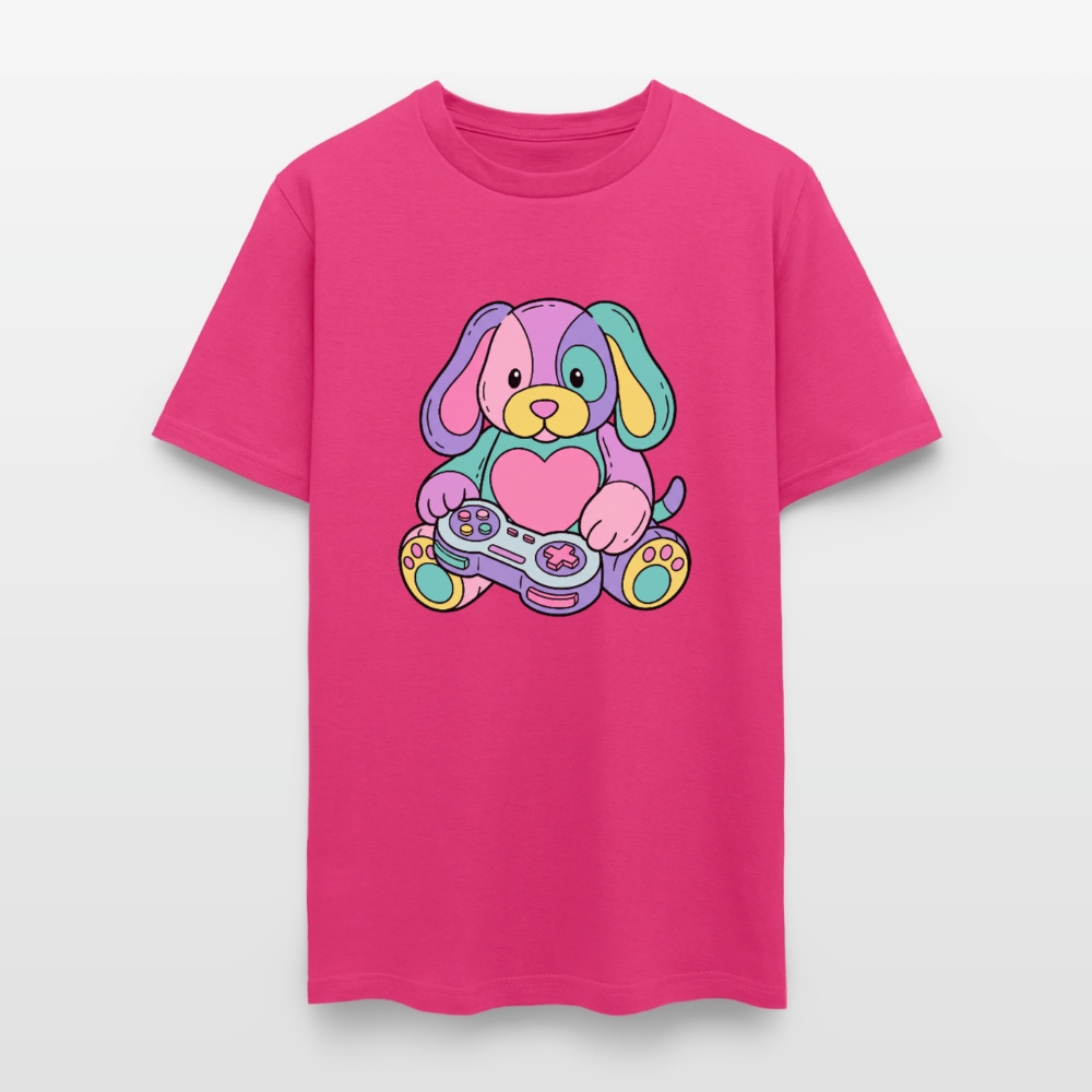 Gamer Pup Plushie Unisex Play Tee - fuchsia