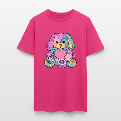 Gamer Pup Plushie Unisex Play Tee - fuchsia