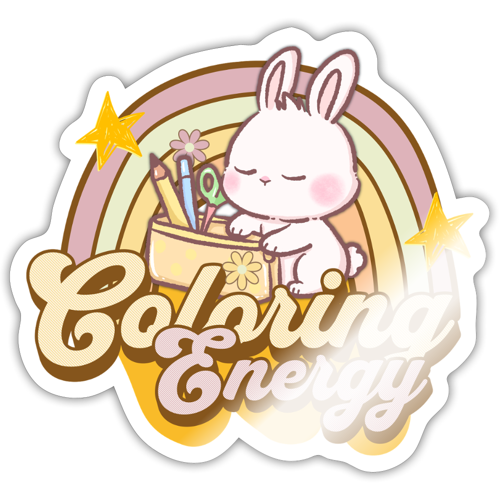 Coloring Energy BunBun Vinyl Sticker - white glossy