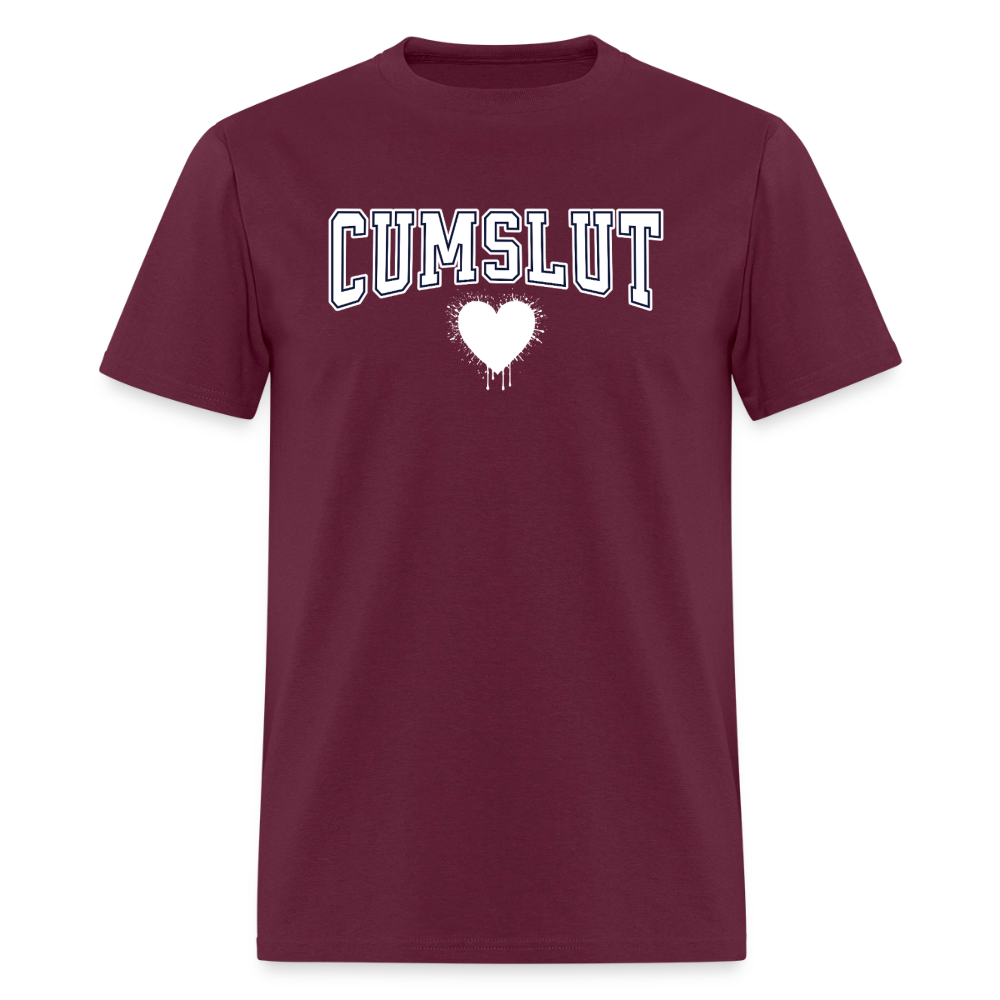 Cumslut Varsity Unisex Play Tee (Colors) - burgundy