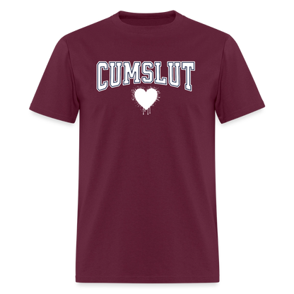 Cumslut Varsity Unisex Play Tee (Colors) - burgundy