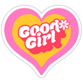 Retro Good Girl Heart Vinyl Sticker - white matte