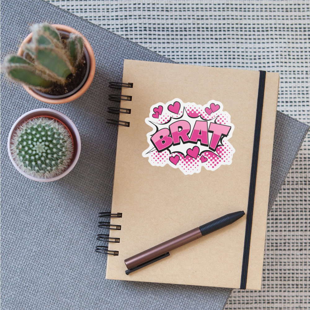 Cute Comic Style Brat Vinyl Sticker - white matte