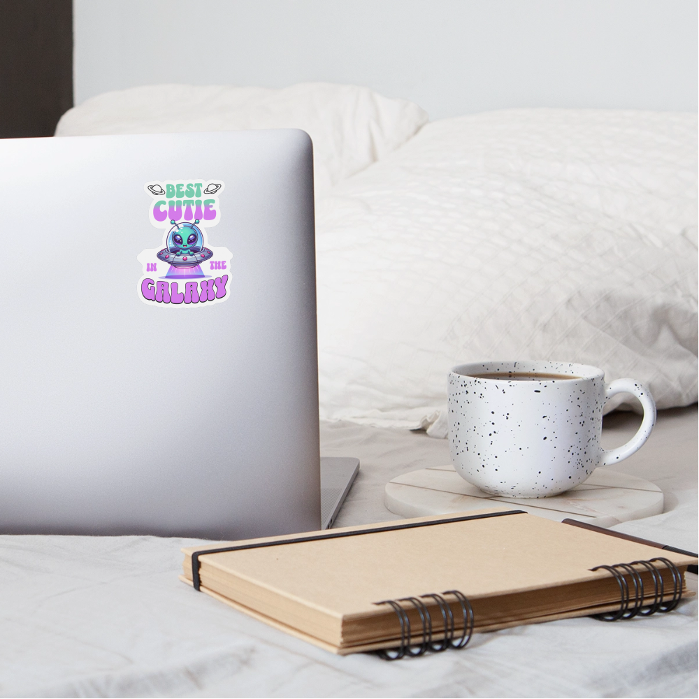 Best Cutie Galaxy Alien Vinyl Sticker - white matte