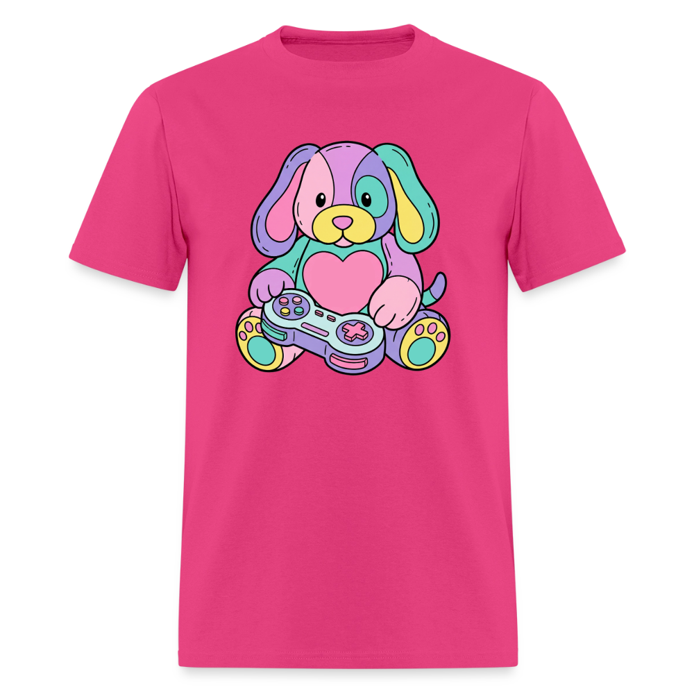 Gamer Pup Plushie Unisex Play Tee - fuchsia