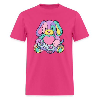 Gamer Pup Plushie Unisex Play Tee - fuchsia