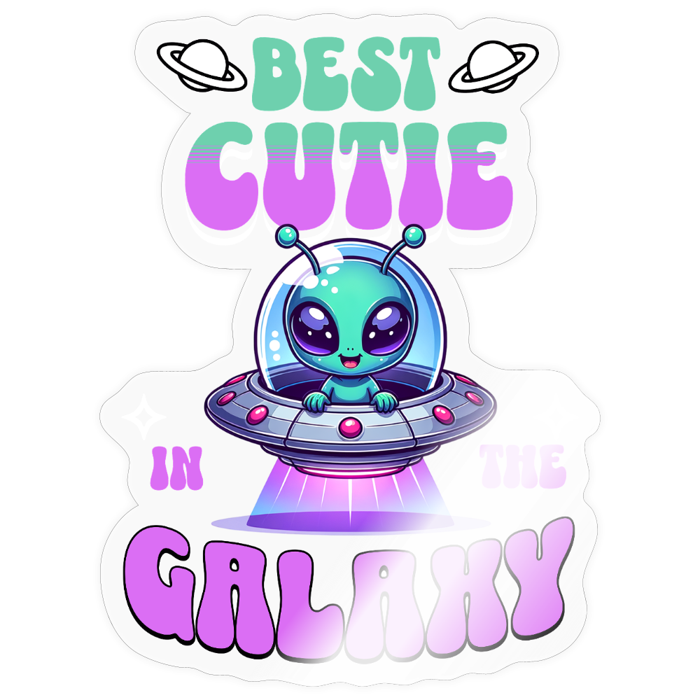 Best Cutie Galaxy Alien Vinyl Sticker - transparent glossy