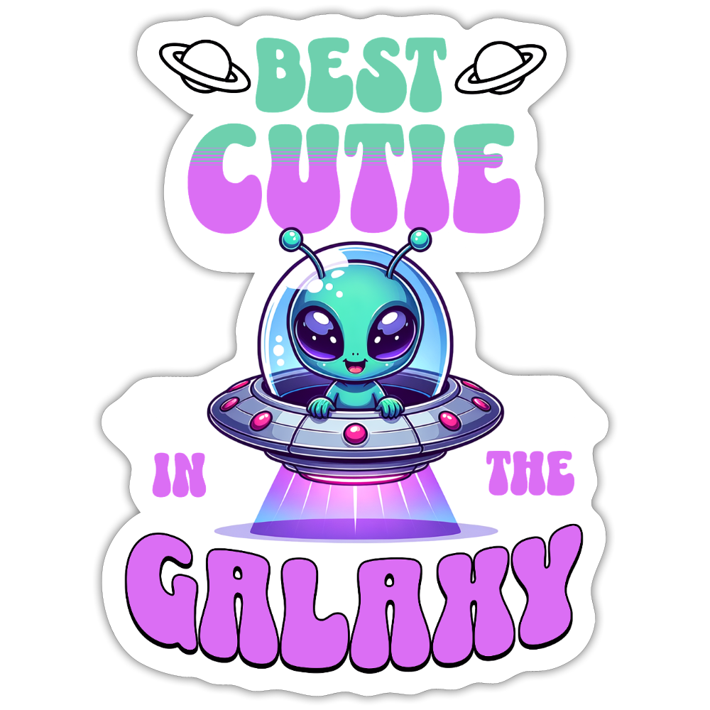 Best Cutie Galaxy Alien Vinyl Sticker - white matte