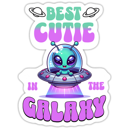Best Cutie Galaxy Alien Vinyl Sticker - white matte