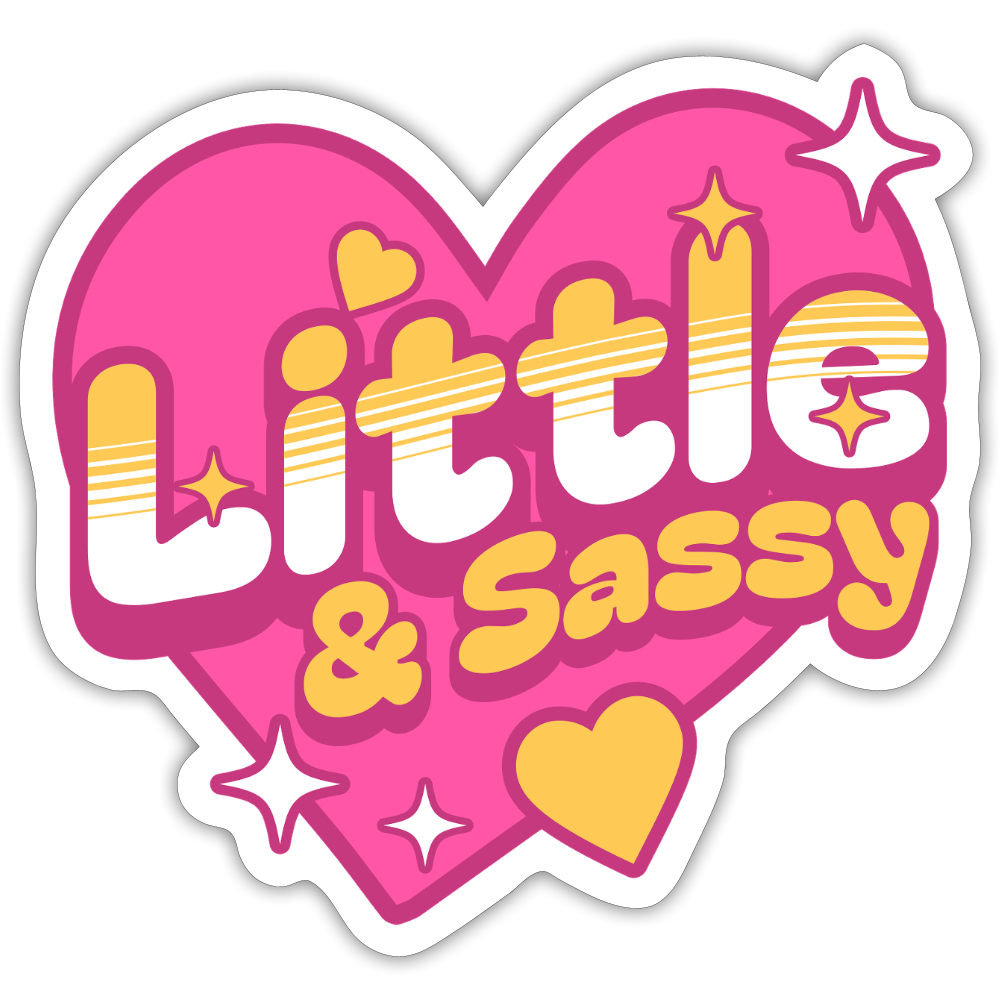 Little & Sassy Retro Vinyl Sticker - white matte