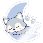 Sleepy Lil Wolf Moon Vinyl Sticker - white glossy