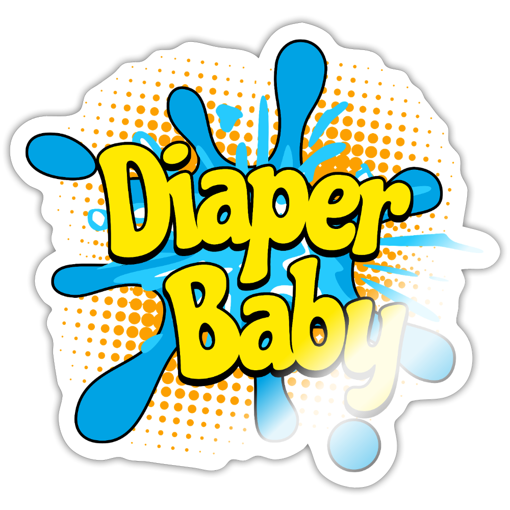 Diaper Baby Splash Vinyl Sticker - white glossy