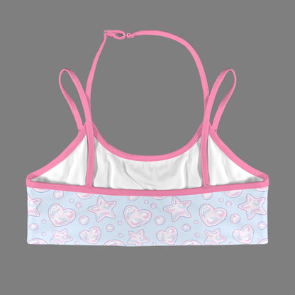 Kawaii Bubbles Double Strap Sports Bra