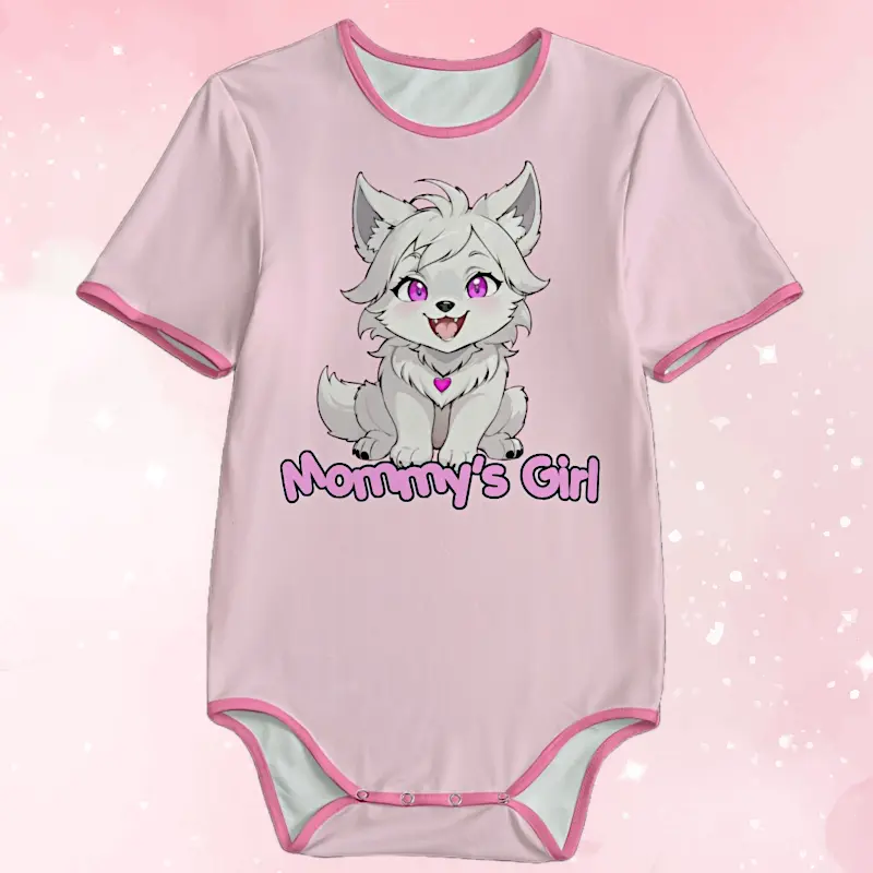 'Mommy's Girl' Pink Little Wolf Adult Unisex Onesie - Image #1