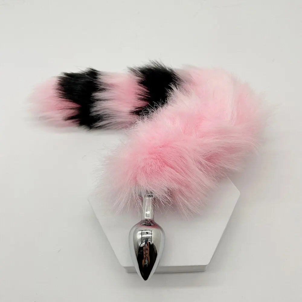 Kawaii Pink & Black Anal Tail (28 Colors)